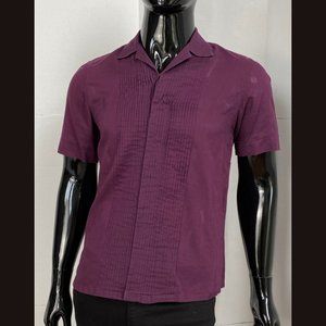 Donna Karan New York Purple Magenta Berry Lightweight Short Sleeve Shirt Sz M